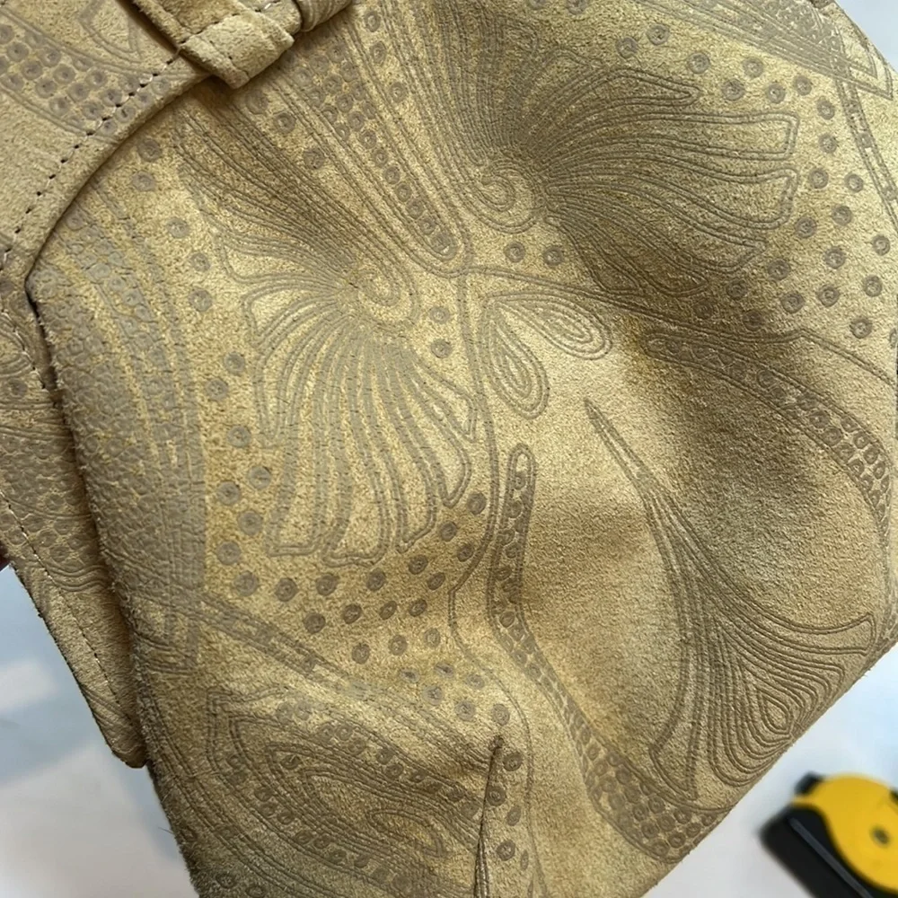 Michelle Lalonde Bone Color Lambsuede Evening Wristlet Bag